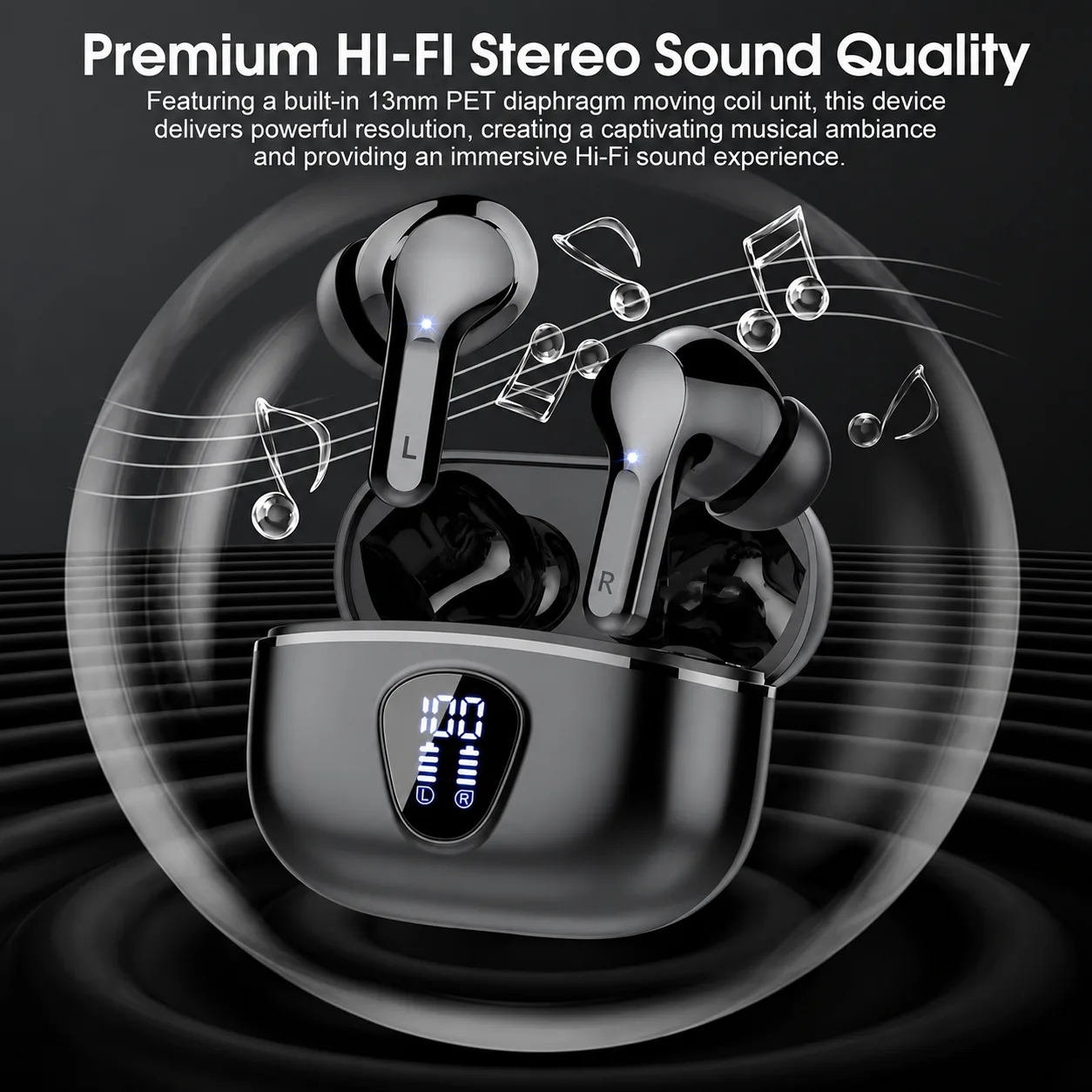 5.4 Earbuds ENC Noise Cancelling IP7 Waterproof LED Display