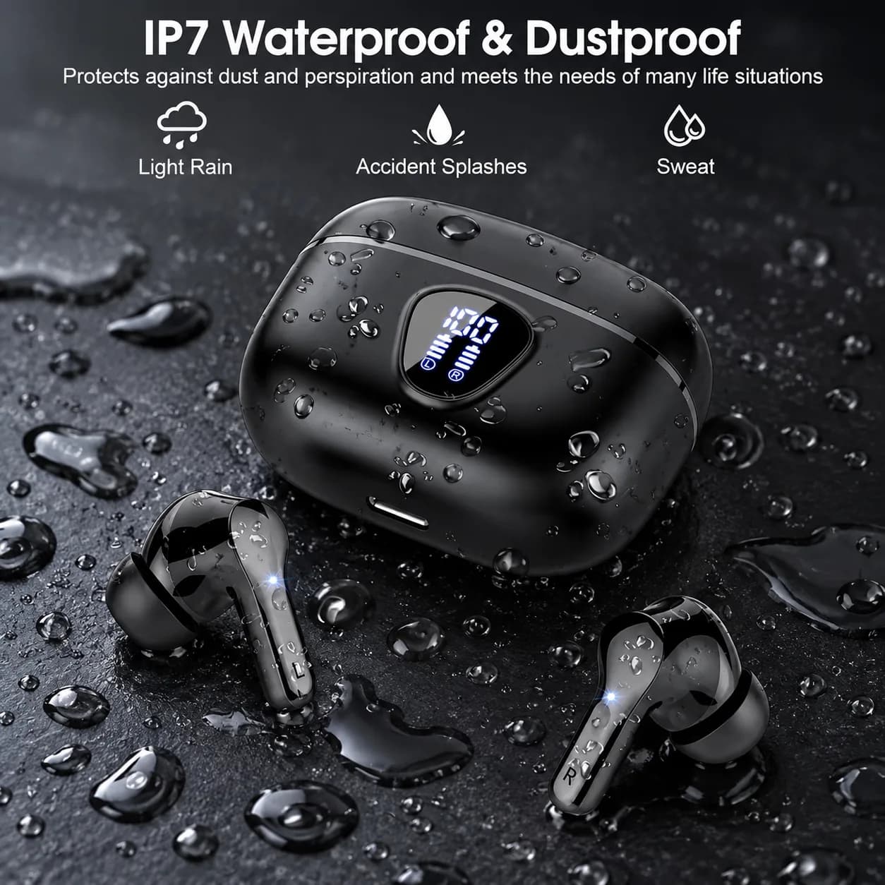 5.4 Earbuds ENC Noise Cancelling IP7 Waterproof LED Display